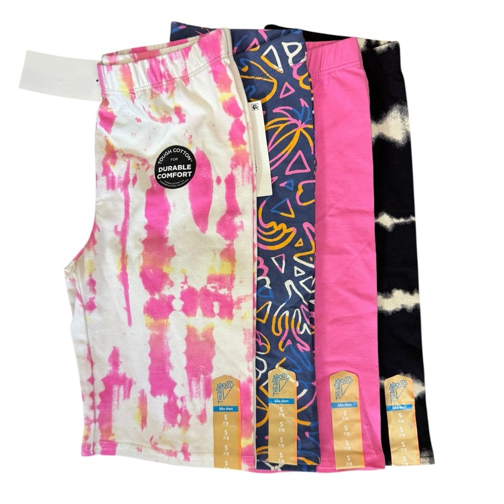 NEW thereabouts Girls' Biker Shorts Bundle Size Small Pink Tye Dye Black - Picture 6 of 12